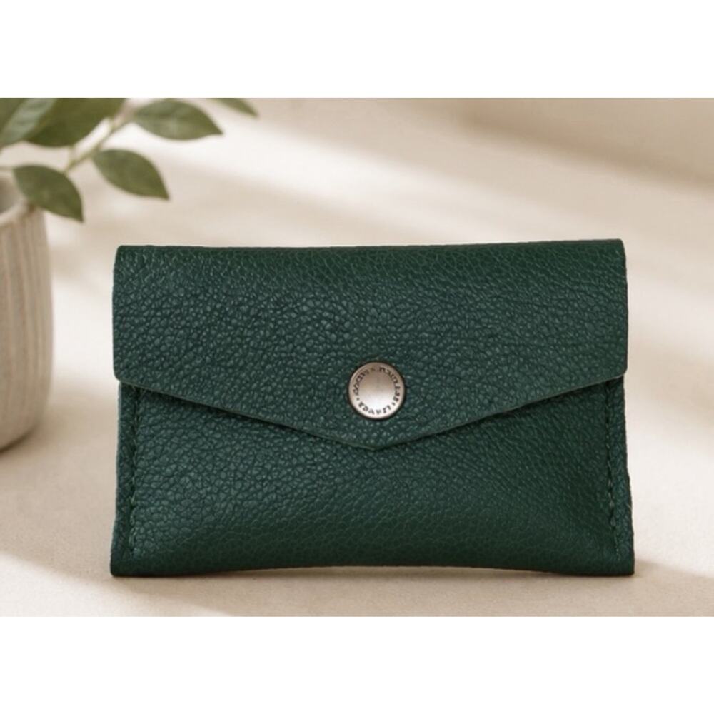 Portland Leather Goods Envelope Wallet Bacalar Green Leather Coin Pouch New